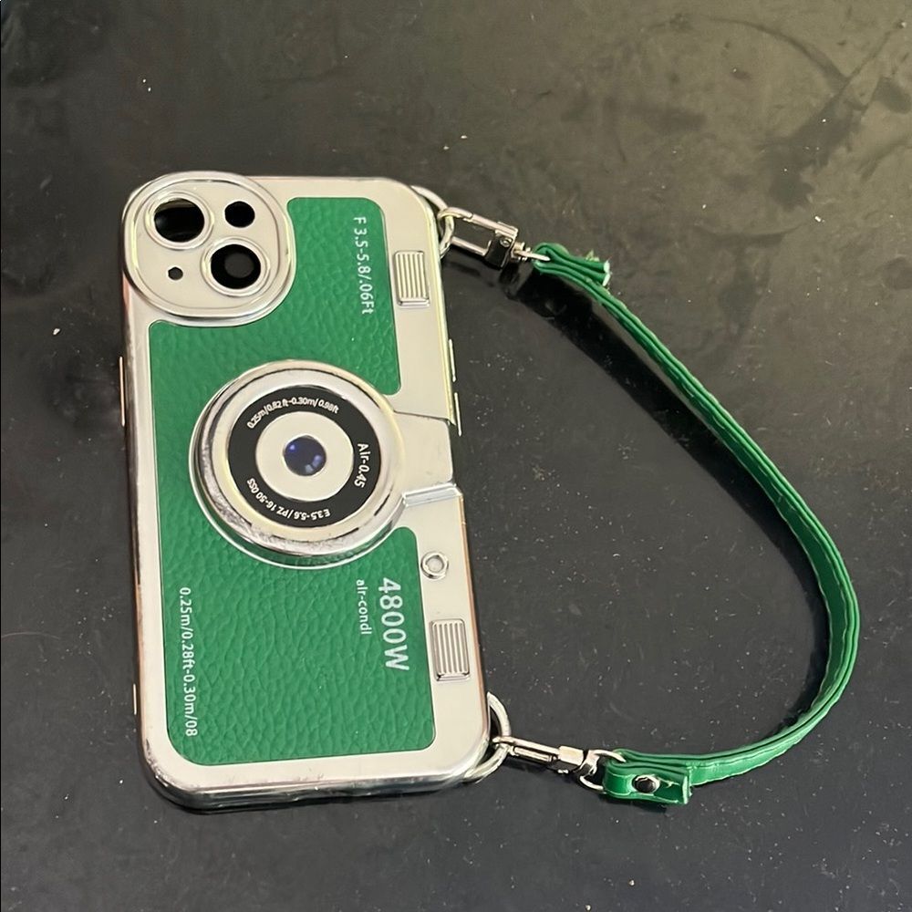 Green Camera Design Phone Case with Strap iPhone 13